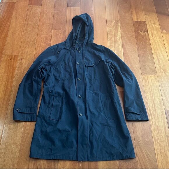 Brooks Brothers Men’s Red Fleece Navy Trench Hooded Jacket Size XXL - Picture 1 of 12